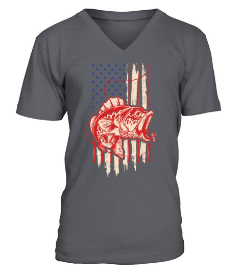 Fishing American Flag Vintage USA Bass Fisherman I Men's V-Neck T-shirt