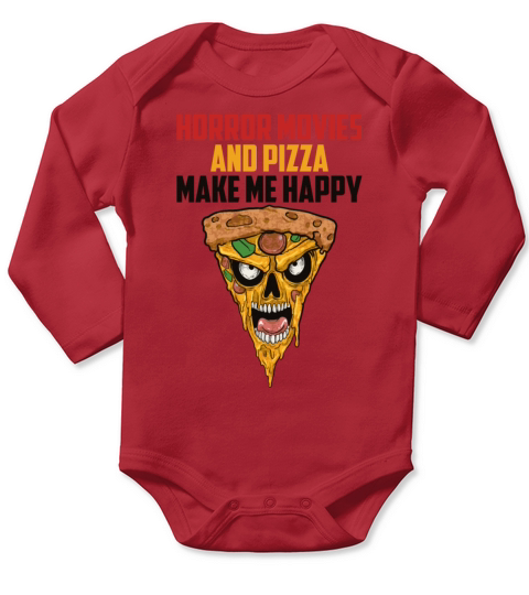 Horror Movies And Pizza Fast Food Movie Night Long Sleeve Baby One-Piece