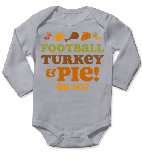 Football Turkey And Pie Long Sleeve Baby One-Piece
