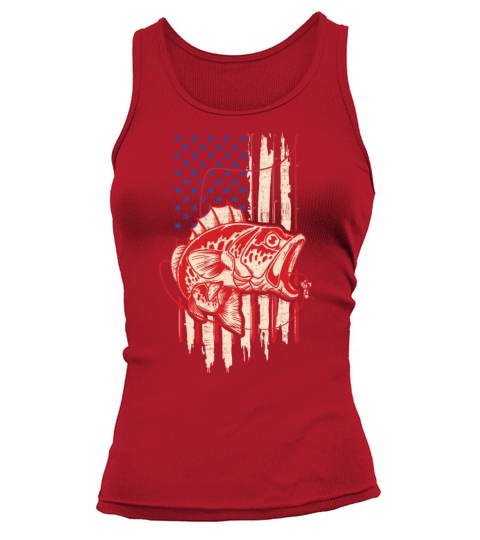 Fishing American Flag Vintage USA Bass Fisherman I Women's Tank Top