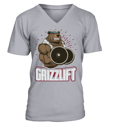Grizzlift Funny Grizzly Bear Pun Gym Workout Body Men's V-Neck T-shirt