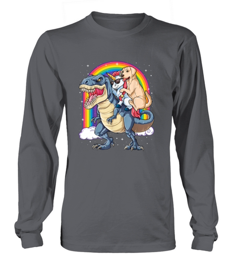 Labrador Unicorn Riding Dinosaur T rex Girls Kids Rainbow Women's Long Sleeve