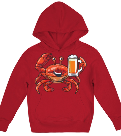 Funny Crab With Beer In The Hand Kids Hoodie