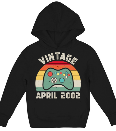 Vintage April 2002 birthday gamer gift Kids Hoodie