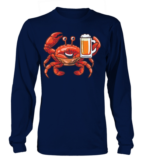 Funny Crab With Beer In The Hand Men's Long Sleeve