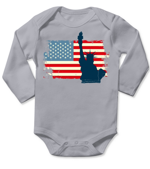 Liberty Statue USA Flag Long Sleeve Baby One-Piece