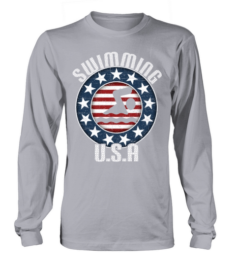 USA Flag July 4th Swimming Patriotic Women's Long Sleeve