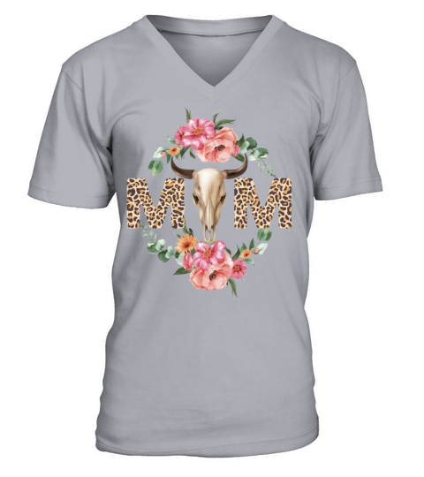 Mothers Day Cow Mom Leopard Bull Skull Trendy Men's V-Neck T-shirt