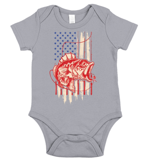 Fishing American Flag Vintage USA Bass Fisherman I Short Sleeve Baby One-Piece