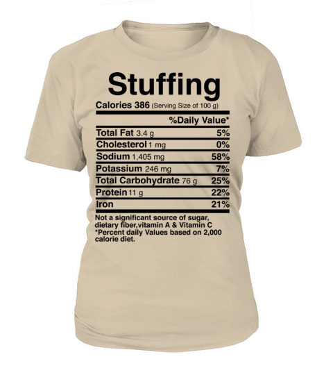Funny Stuffing Actual Nutrition Facts Thanksgiving Women's T-Shirt