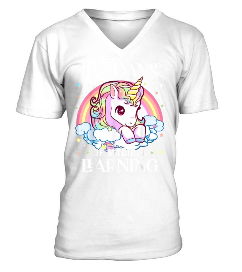100 Days of School Unicorn Girls Teacher 100th Day Men's V-Neck T-shirt
