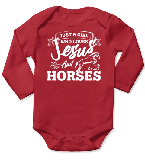 Jesus And Horses Horse Lover Girls Women Horseback Long Sleeve Baby One-Piece