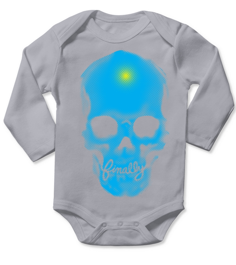 Finally Skull Cyan Long Sleeve Baby One-Piece