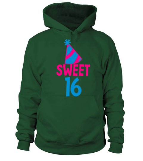 BIRTHDAY 16 SWEET SIXTEEN with a party hat Men's Hoodie