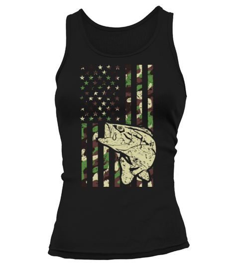 Camo American Flag Bass Fishing Gift USA Flag Funn Women's Tank Top