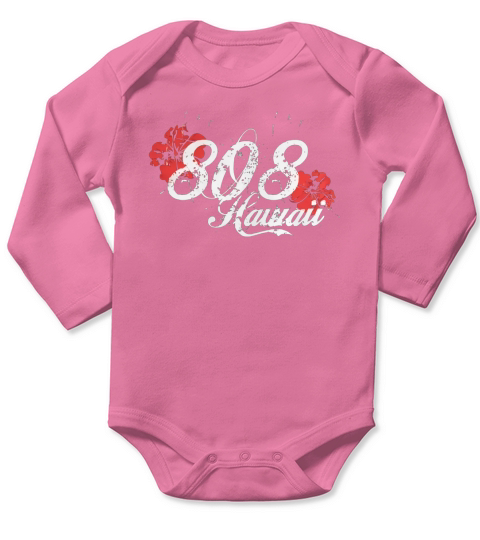 Hawaii 808 Area State Code Hibiscus T-Shirt Long Sleeve Baby One-Piece