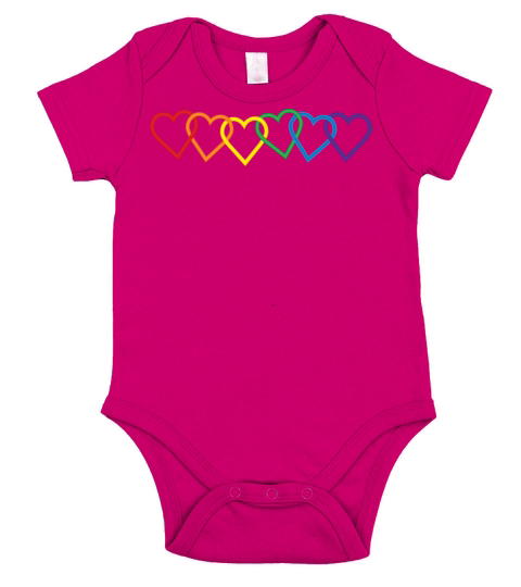 Rainbow Heart Chains Short Sleeve Baby One-Piece