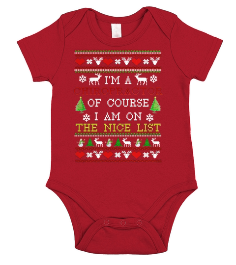 Gift For Chiropractor Ugly Christmas Sweater TShirt Short Sleeve Baby One-Piece