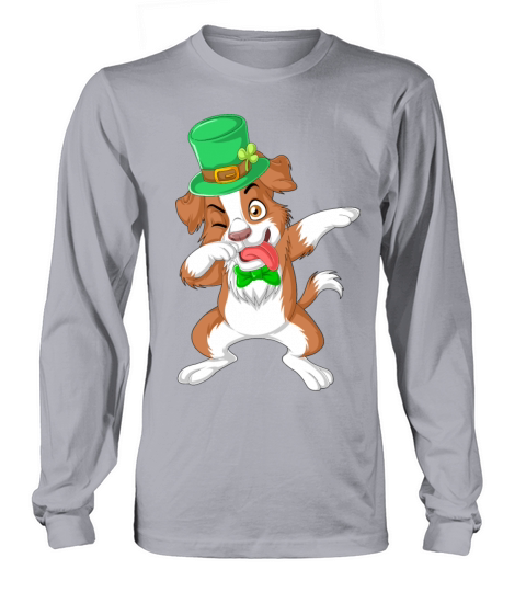 dabbing border collie st patricks day Men's Long Sleeve