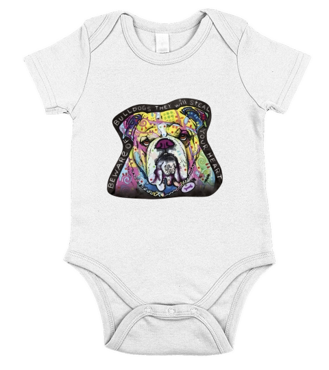 English Bulldogs Colorful Graphic Short Sleeve Baby One-Piece