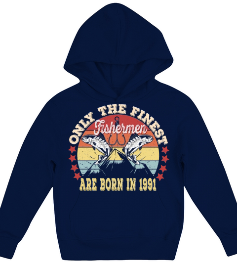 30Th Fishermen Birthday Gift- Born In 1991 Fishing Kids Hoodie