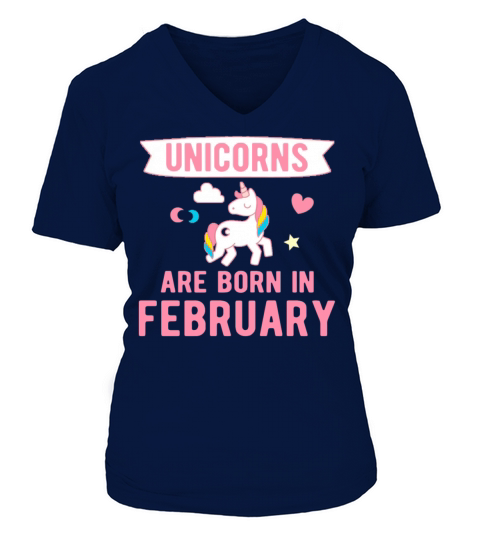 Unicorns are Born in February Women's V-Neck T-shirt