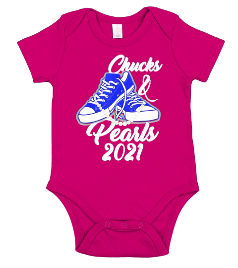 Chucks And Pearls 2021 Blue Color Basic Short Sleeve Baby One-Piece