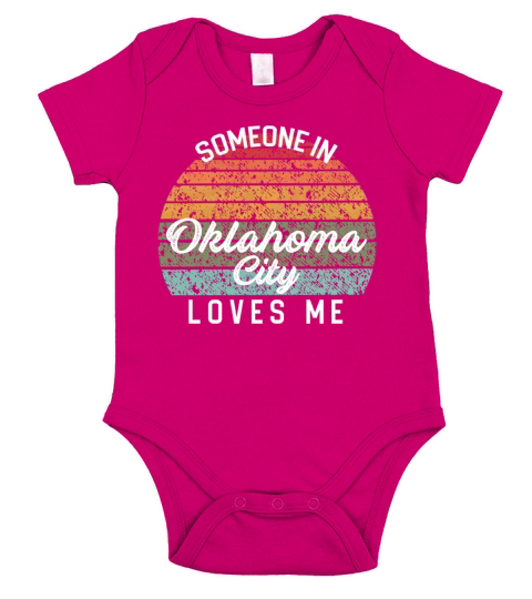 Oklahoma City Loves Me Travel Retro Rainbow Sunset Short Sleeve Baby One-Piece