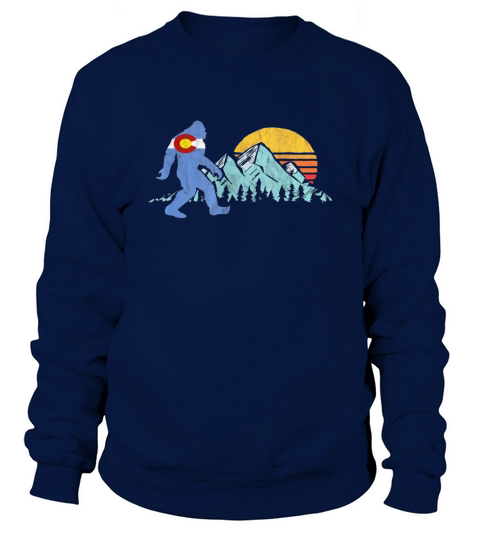 Retro Bigfoot Sun and Mountain State Flag of Colorado Sweatshirt Unisex