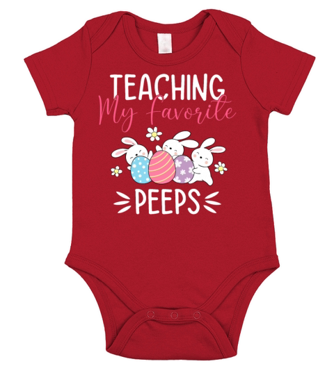 Teaching My Favorite Peeps Funny Easter Teacher Short Sleeve Baby One-Piece