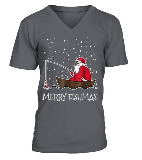 Merry Fishmas Santa Claus Fisherman Funny Fishing Men's V-Neck T-shirt