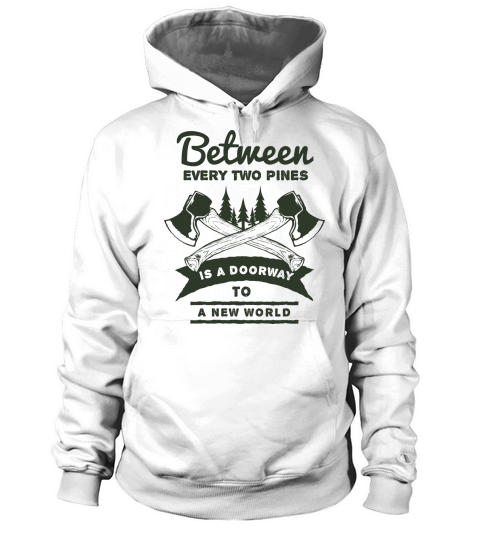 Between two pines is a doorway to A New World Women's Hoodie