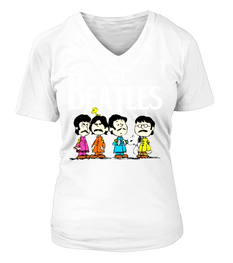 The Beatles and snoopy V-neck T-Shirt Woman