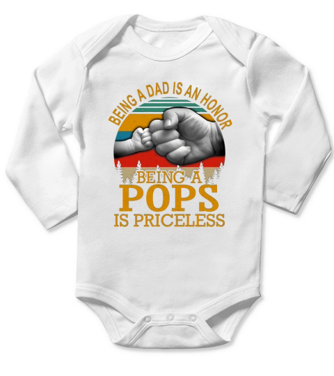 Being a dad is an honor being a pops is priceless vintage father day shirt Long Sleeve Baby One-Piece