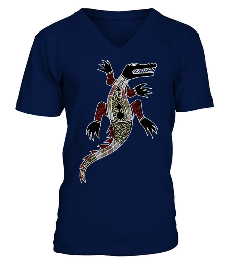 Aboriginal Art Croc - Authentic Aboriginal Art Men's V-Neck T-shirt