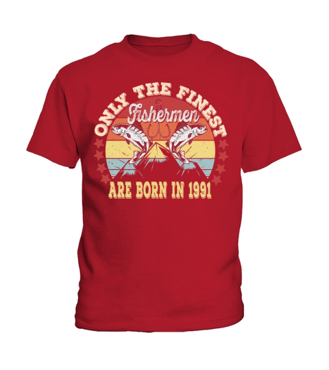 30Th Fishermen Birthday Gift- Born In 1991 Fishing Kids T-Shirt