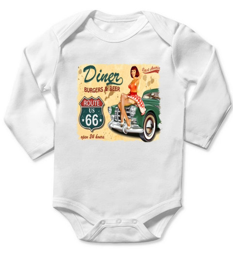 Route 66 Diner Long Sleeve Baby One-Piece