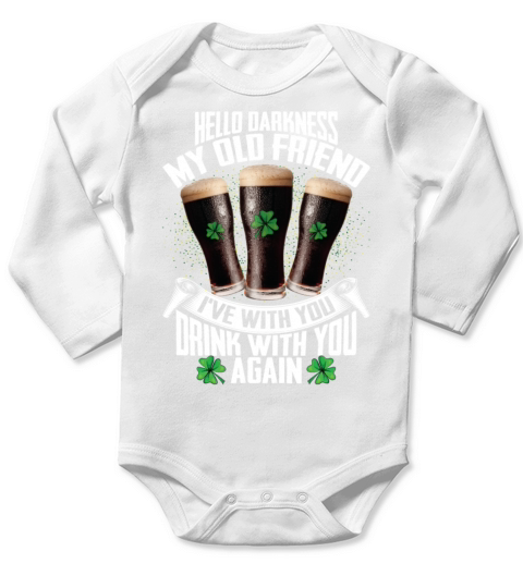 Hello Darkness My Old Friend Irish Beer Drinking Long Sleeve Baby One-Piece