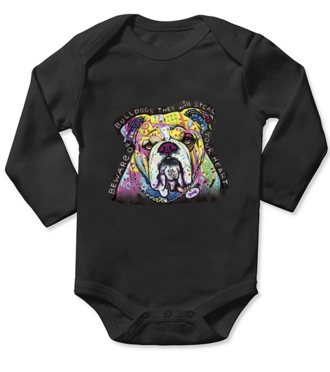 English Bulldogs Colorful Graphic Long Sleeve Baby One-Piece