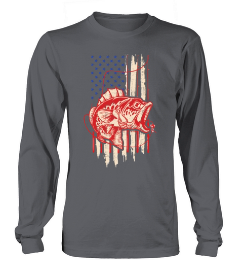 Fishing American Flag Vintage USA Bass Fisherman I Men's Long Sleeve