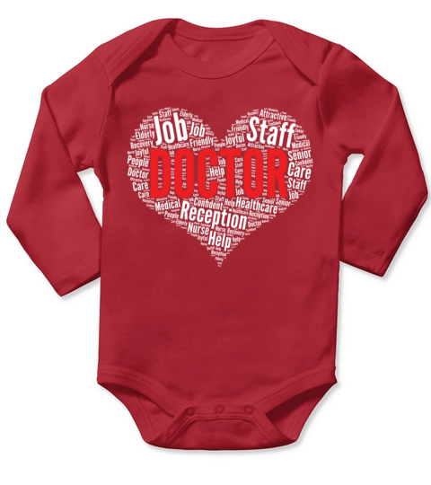 Doctor DR Job Heart Shape Word Cloud Design Long Sleeve Baby One-Piece