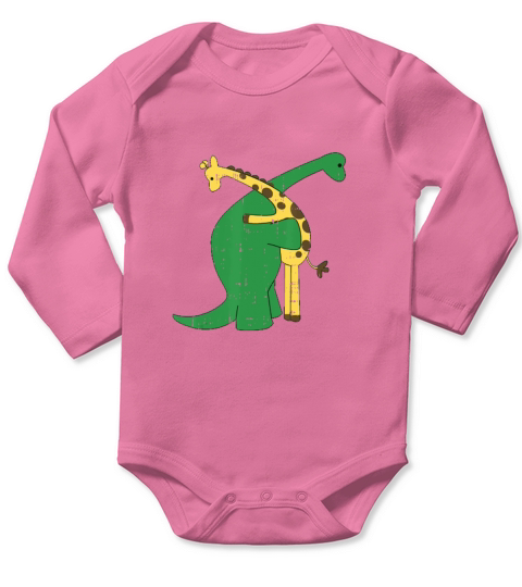 Premium Giraffe Dinosaur Hug Love Dino Animals Safari Halloween Gift shirt Long Sleeve Baby One-Piece