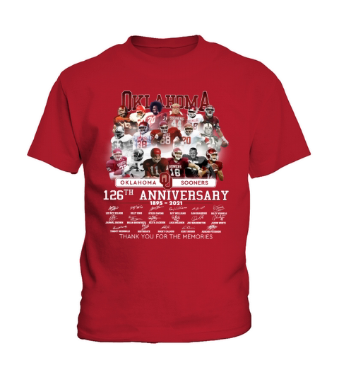 Oklahoma Sooners 126th anniversary thank you for the memories signatures Kids T-Shirt