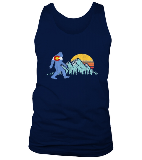 Retro Bigfoot Sun and Mountain State Flag of Colorado Tank Top Unisex