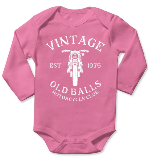 Mens Vintage 45th Birthday Est 1975 Old Balls Moto Long Sleeve Baby One-Piece