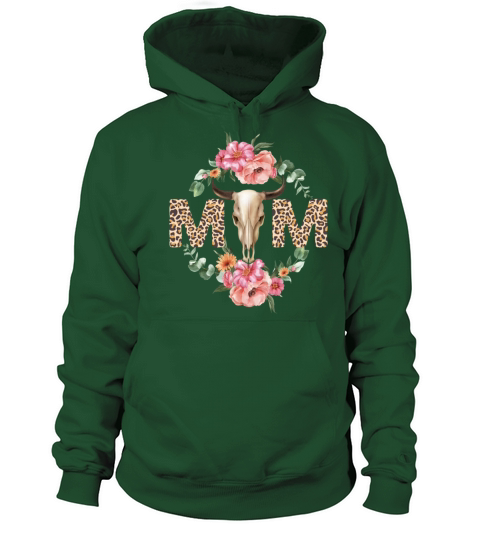 Mothers Day Cow Mom Leopard Bull Skull Trendy Women's Hoodie