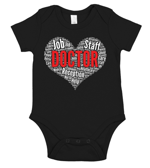 Doctor DR Job Heart Shape Word Cloud Design Short Sleeve Baby One-Piece