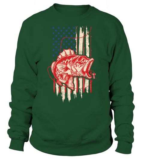 Fishing American Flag Vintage USA Bass Fisherman I Men's Sweatshirt