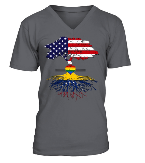 American Grown Venezuela Roots Gay Heart LGBT Pride 2020 Men's V-Neck T-shirt