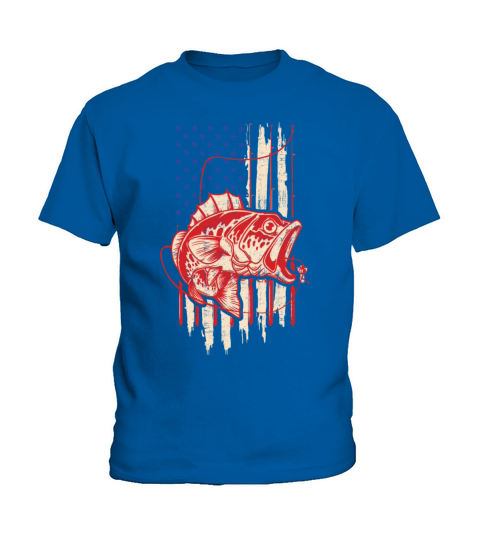 Fishing American Flag Vintage USA Bass Fisherman I Kids T-Shirt
